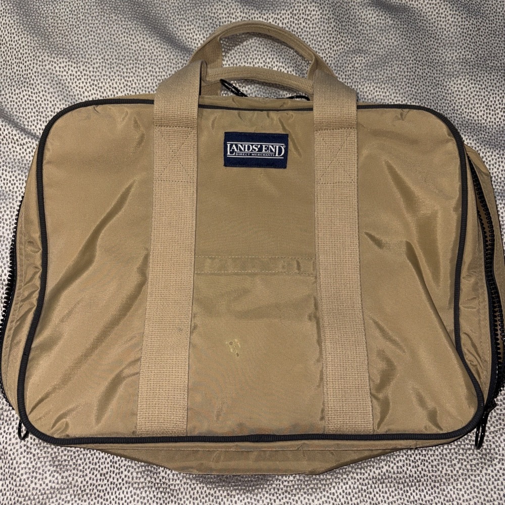 Lands End Direct Merchants Travel Bag Luggage Brown Nylon Unisex 18x15x6 US made